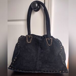 R+J Romeo And Juliet Black Suede Studded Handbag